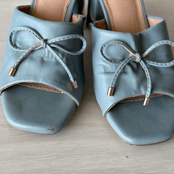Good Choice New York Powder Blue Adison Block Heel Mules Size 7 - Picture 9 of 12